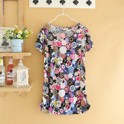 【E-27韓版女裝廠(chǎng)家直銷(xiāo)爆款正價(jià)精品夏裝短袖冰絲花色T恤低價(jià)批發(fā)】?jī)r(jià)格,廠(chǎng)家,圖片,女式T恤,于都縣衣雪紡服裝行-